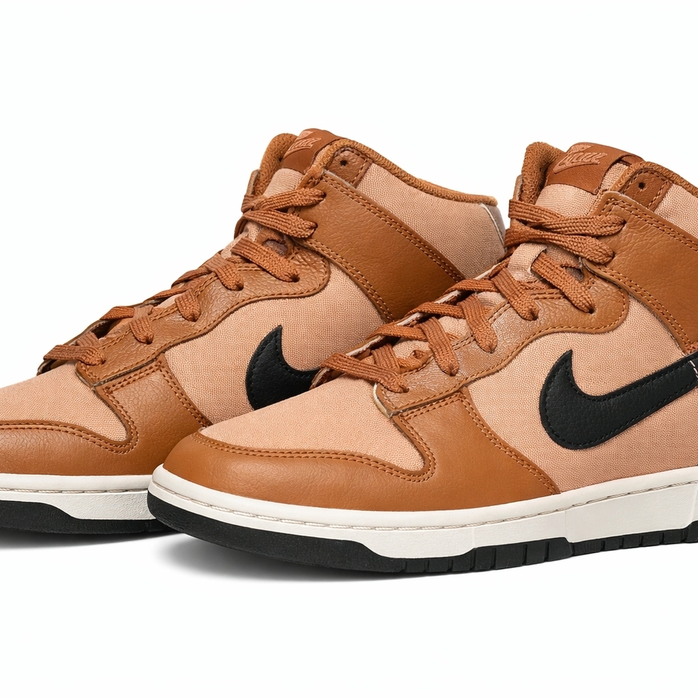 Nike Dunk Mid Men’s Size 10.5 Brown Tan Black Sneaker - Picture 2 of 5